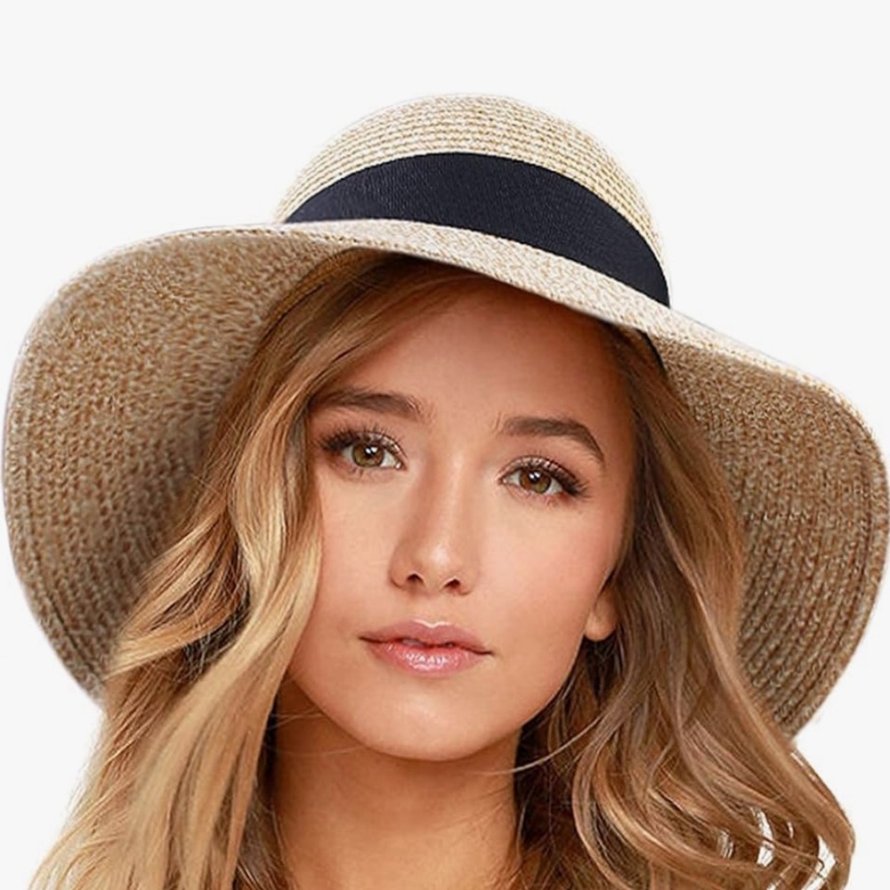 🪅Packable L/XL 80spf adjustable tan straw Furtalk Sun Hat NWT - Picture 2 of 7